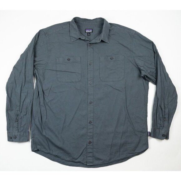 Patagonia Long Sleeve Pima Cotton Shirt Men's XL Gray Outdoor Button-Up 53838 - Picture 2 of 15